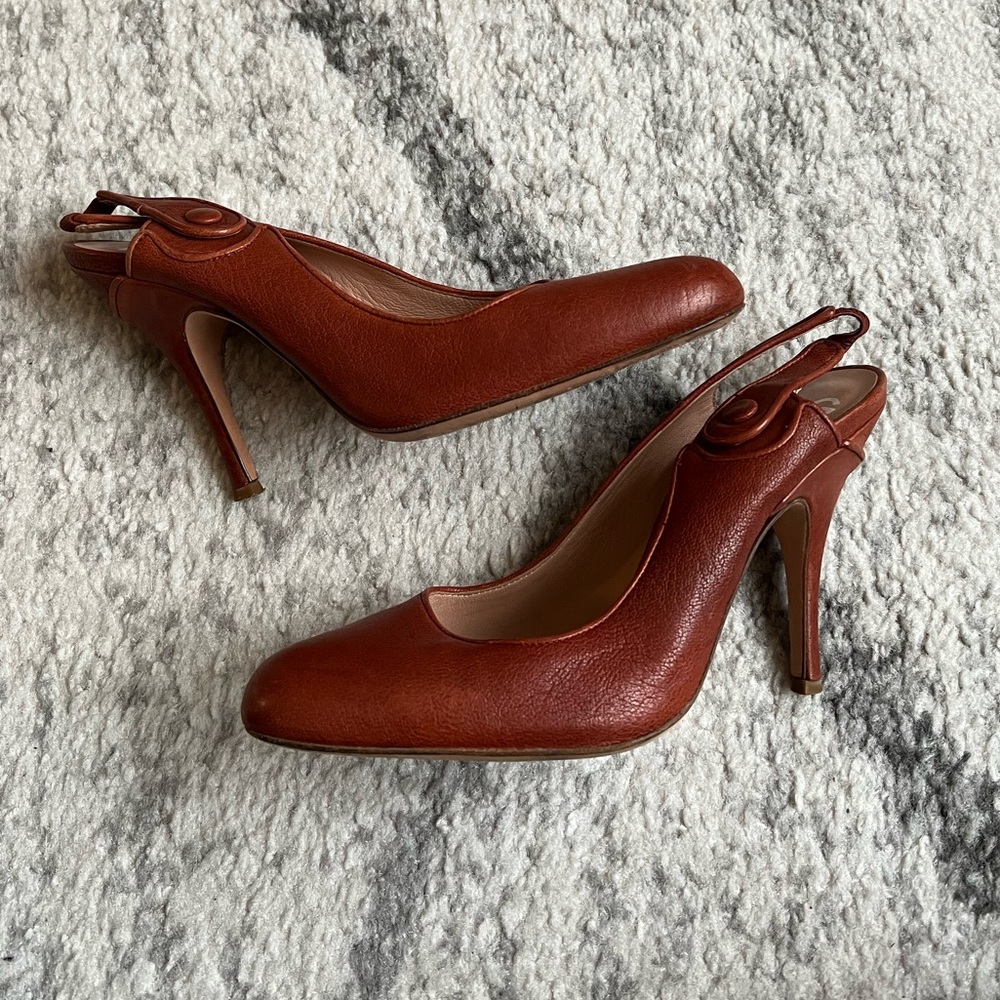 Brown Leather Dolce & Gabbana Sling-back Heel 39.5